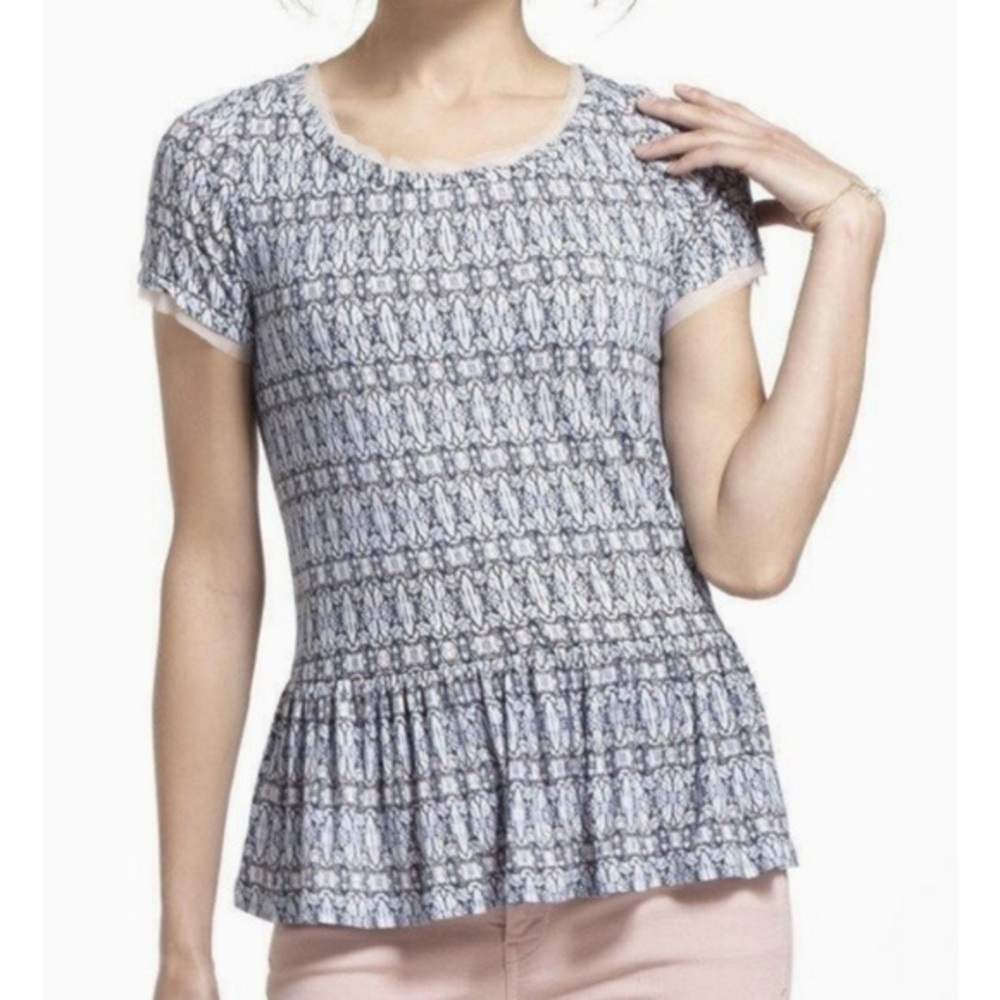 Anthropologie Meadow Rue Tulle Peplum Top